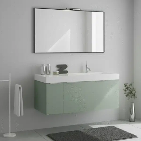 COMPAB B201 CITY - Mobile bagno sospeso L.120cm, piano integrato. Design moderno, vista frontale.