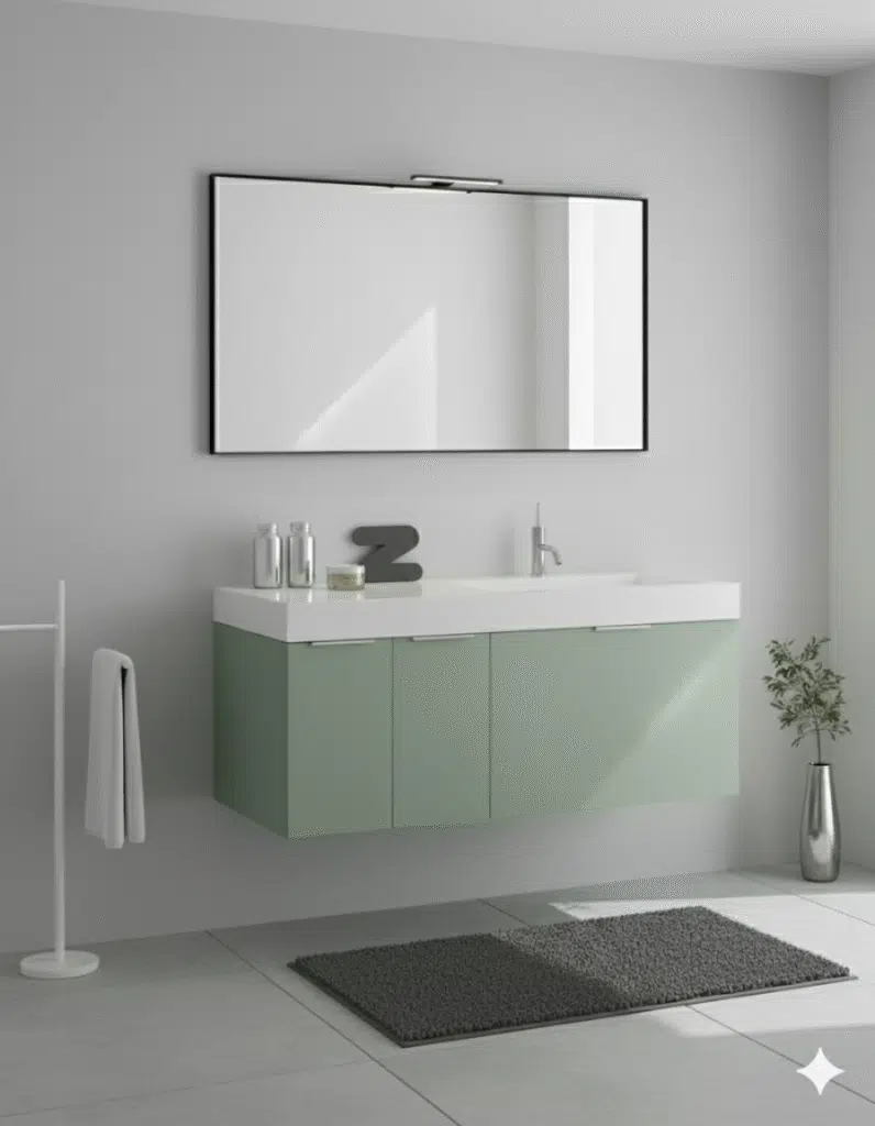 COMPAB B201 CITY - Mobile bagno sospeso L.120cm, piano integrato. Design moderno, vista frontale.