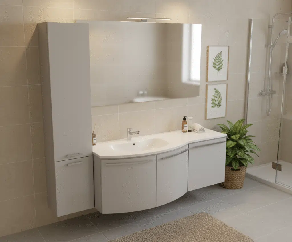Ely - Mobile Bagno Curvo L 146+35 cm - Design Personalizzato
