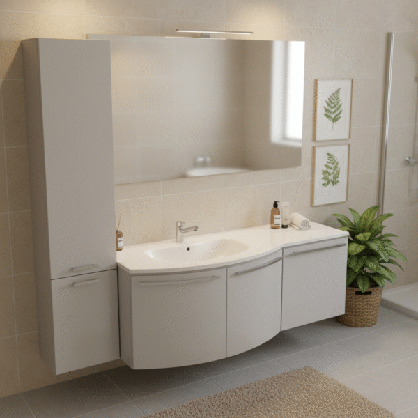 Ely - Mobile da Bagno Curvo stondato L 146+35 cm - Personalizzato