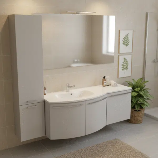 Ely - Mobile Bagno Curvo L 146+35 cm - Design Personalizzato