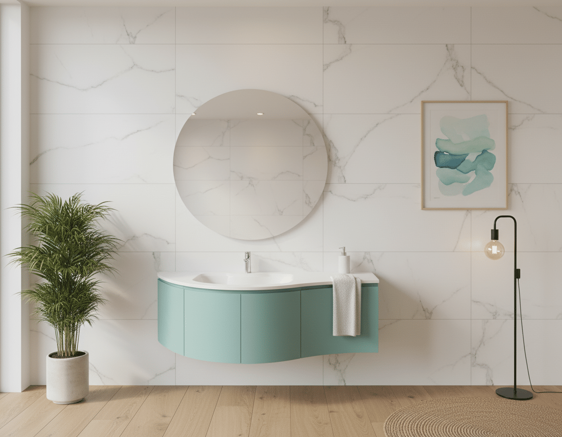 Arredo bagno su misura rendering 3D progettazione personalizzata
