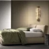 Letto matrimoniale Samoa Light beige, imbottito, design moderno. Ideale per camere eleganti.