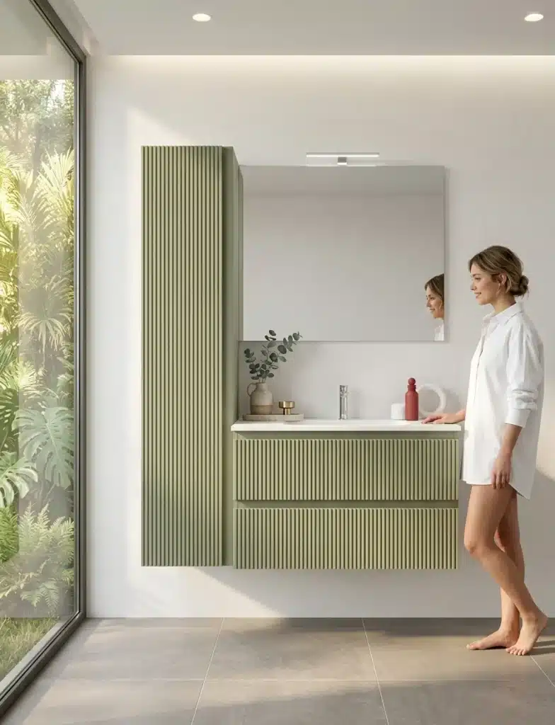Mobile Bagno Cannettato 80 cm Sospeso con Colonna Arcom Minimal | COMP 10 - foto 2