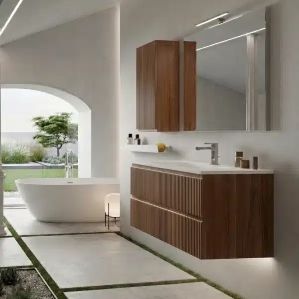 Mobile Bagno Cannettato 80 cm Sospeso con Pensile 35 cm Arcom Minimal | COMP_11