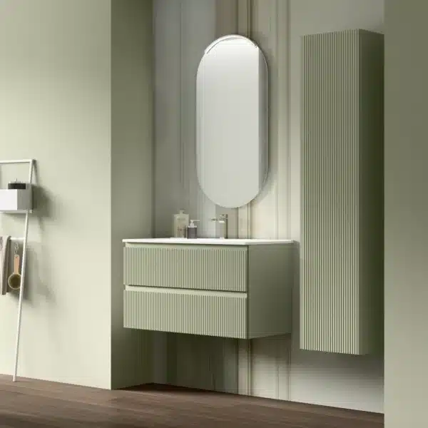 Mobile Bagno Cannettato 80 cm Sospeso Maniglia Gola con Colonna Arcom Minimal | COMP_13