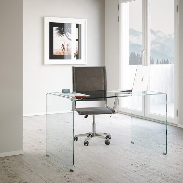 Scrivania Glassy in vetro curvato 120x70x75 cm