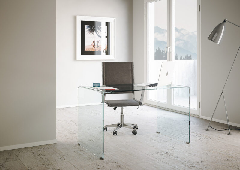 Scrivania Glassy in vetro curvato 120x70x75 cm