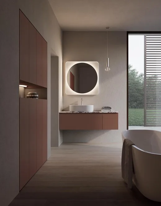Ink NK002 - Mobile Bagno Luxury Compab L 120+130,5 x P 37/46 cm 1 Mobile bagno Ink NK002 Compab, finitura di design, composizione luxury bagno moderno