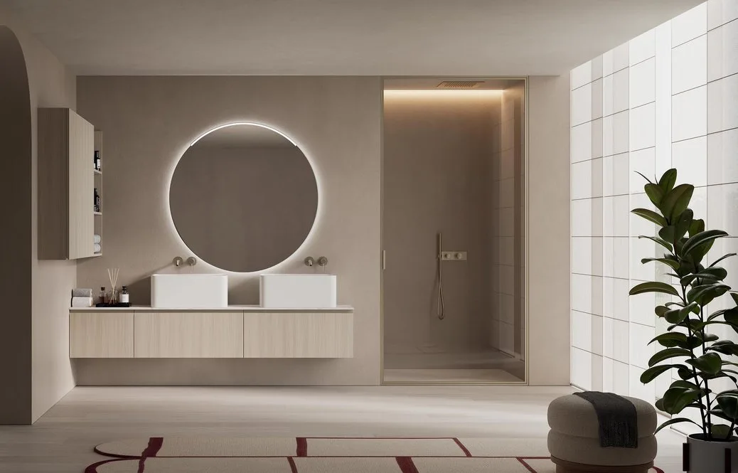 Ink NK005 - Mobile Bagno Luxury Compab L 170+220,5 x P 20,8/38 cm 1 Mobile bagno Ink NK005 Compab, finitura di design, composizione luxury bagno moderno