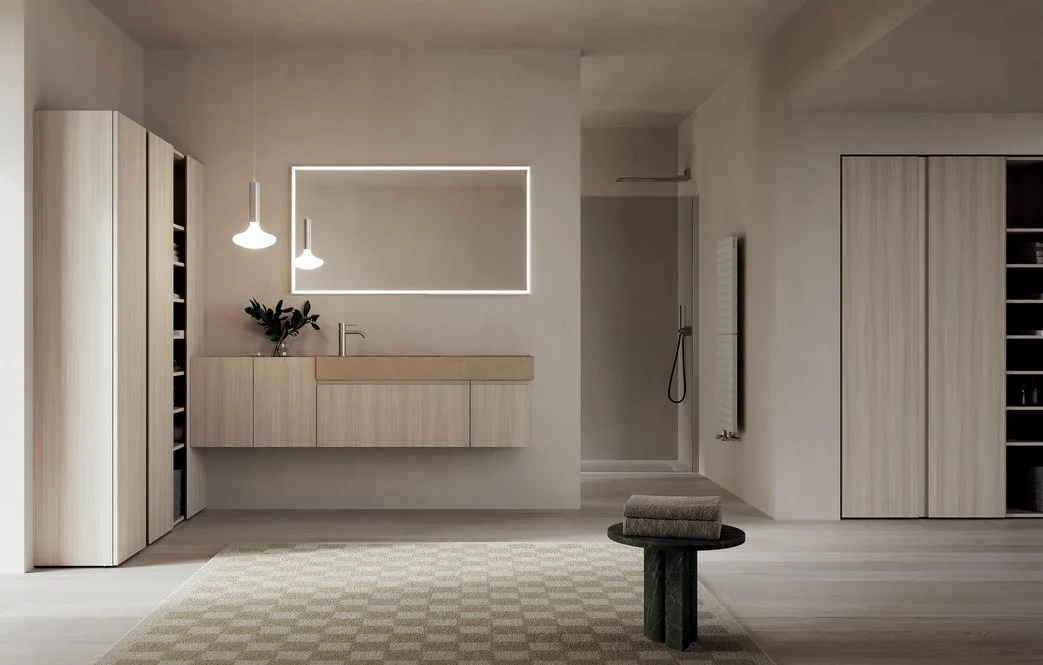 Ink NK009 - Mobile Bagno Luxury Compab L 160+190,5 x P 37/38 cm 1 Mobile bagno Ink NK009 Compab, finitura di design, composizione luxury bagno moderno