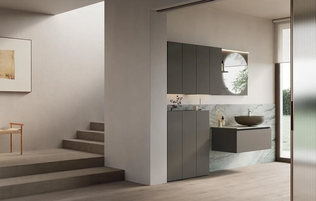 Ink NK010 - Mobile Bagno Luxury Compab L 215,5 x P 20,8/51 cm 1 Mobile bagno Ink NK010 Compab, finitura di design, composizione luxury bagno moderno