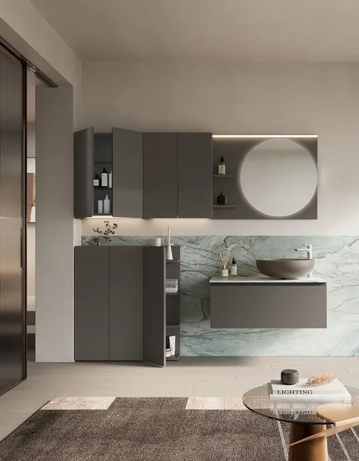 Ink NK010 - Mobile Bagno Luxury Compab L 215,5 x P 20,8/51 cm 6 Mobile bagno Ink NK010 Compab - vista frontale