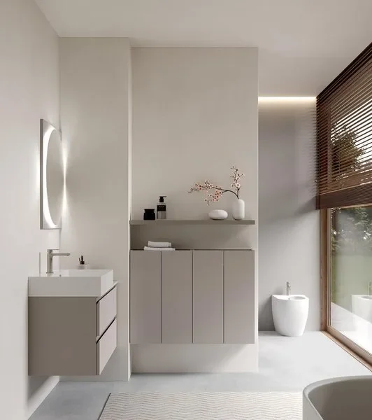 Mobile bagno Ink NK013 Compab, finitura di design, composizione luxury bagno moderno