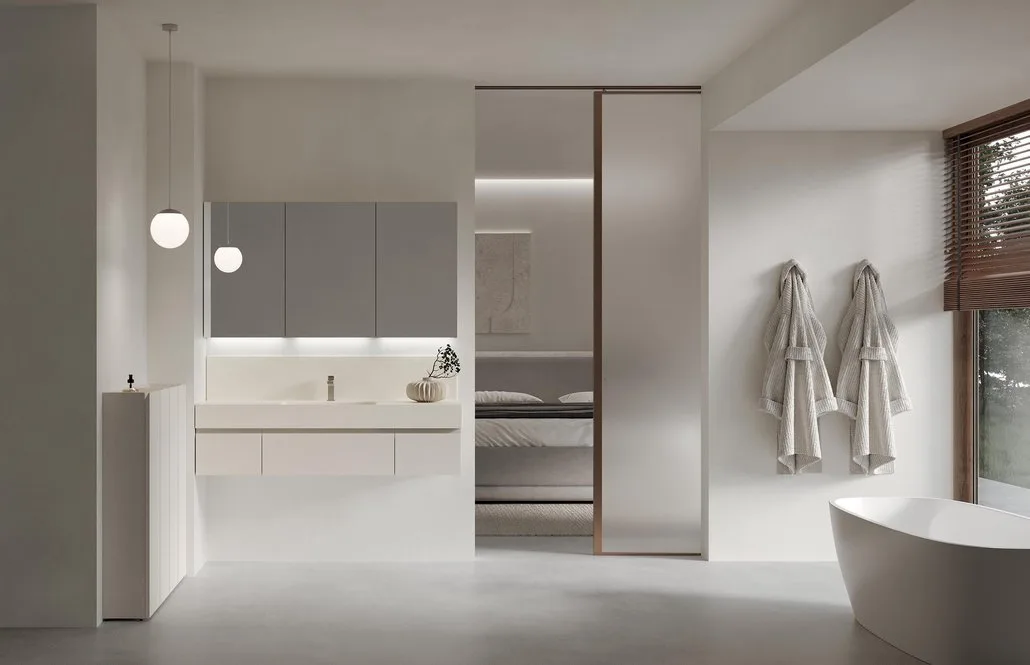 Ink NK014 - Mobile Bagno Luxury Compab L 120+140,5 x P 20,8/51 cm 1 Mobile bagno Ink NK014 Compab, finitura di design, composizione luxury bagno moderno