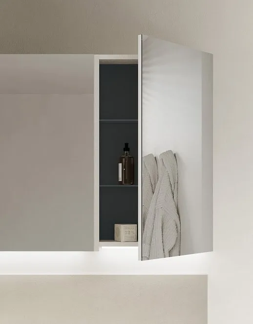 Ink NK014 - Mobile Bagno Luxury Compab L 120+140,5 x P 20,8/51 cm 2 Mobile bagno Ink NK014 Compab - dettaglio anta e specchiera