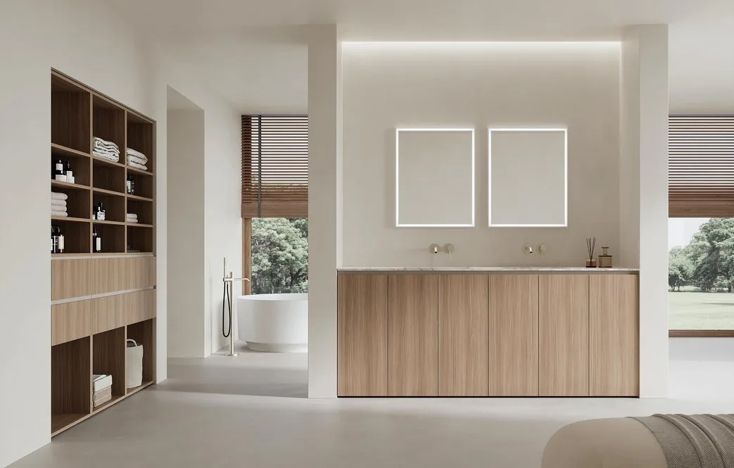 Ink NK016 - Mobile Bagno Luxury Compab L 180+210 x P 37/51 cm 1 Mobile bagno Ink NK016 Compab, finitura di design, composizione luxury bagno moderno