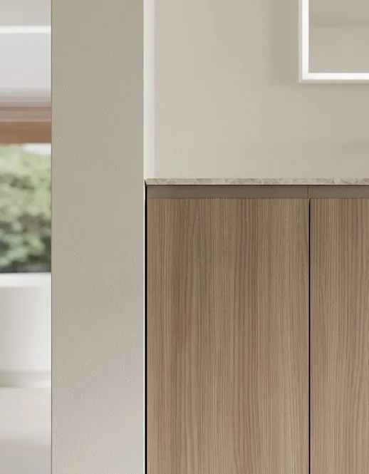 Ink NK016 - Mobile Bagno Luxury Compab L 180+210 x P 37/51 cm 2 Mobile bagno Ink NK016 Compab - dettaglio finitura legno