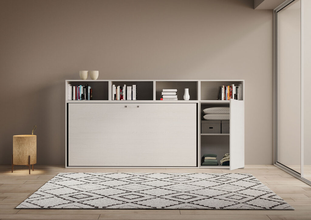 Letto singolo a scomparsa Kando comp.A bianco frassino