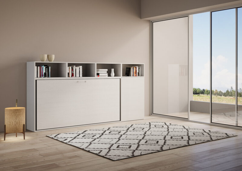 Letto singolo a scomparsa Kando comp.A bianco frassino