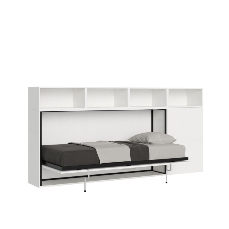 Letto singolo a scomparsa Kando comp.A bianco frassino
