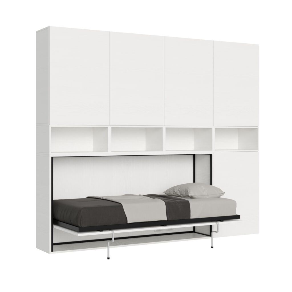 Letto singolo a scomparsa Kando comp.C bianco frassino