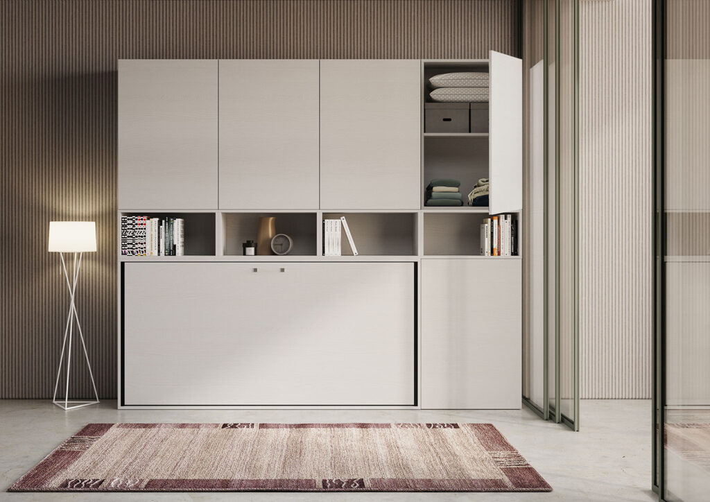 Letto singolo a scomparsa Kando comp.C bianco frassino