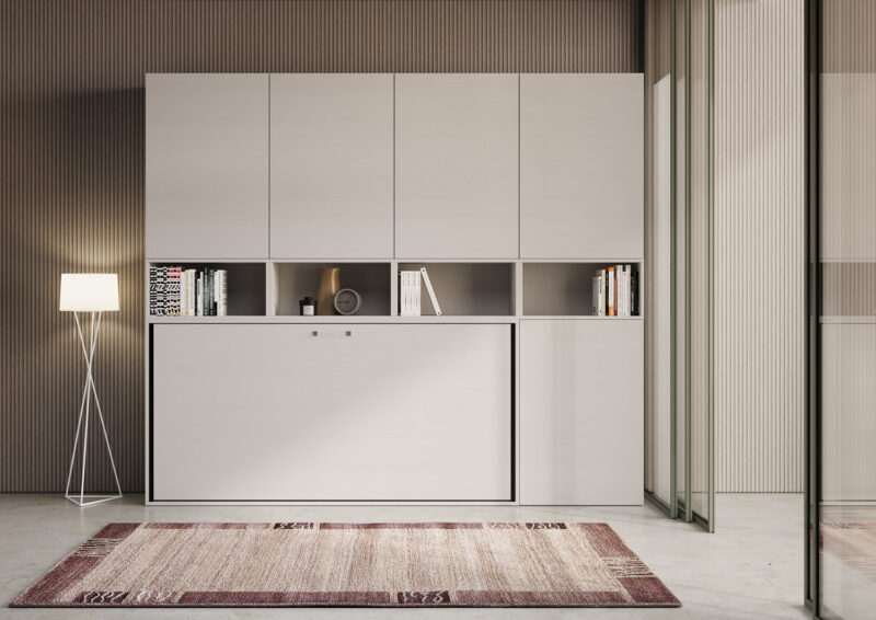 Letto singolo a scomparsa Kando comp.C bianco frassino