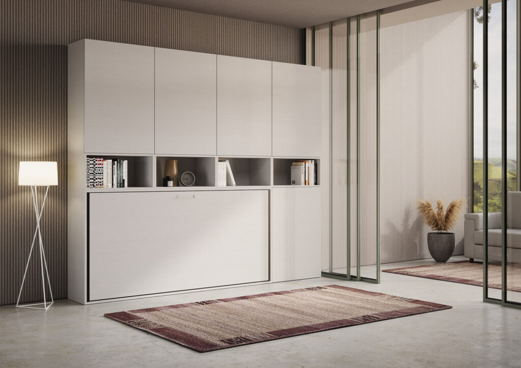 Letto singolo a scomparsa Kando comp.C bianco frassino