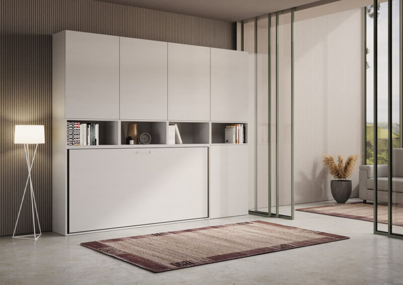 Letto singolo a scomparsa Kando comp.C bianco frassino