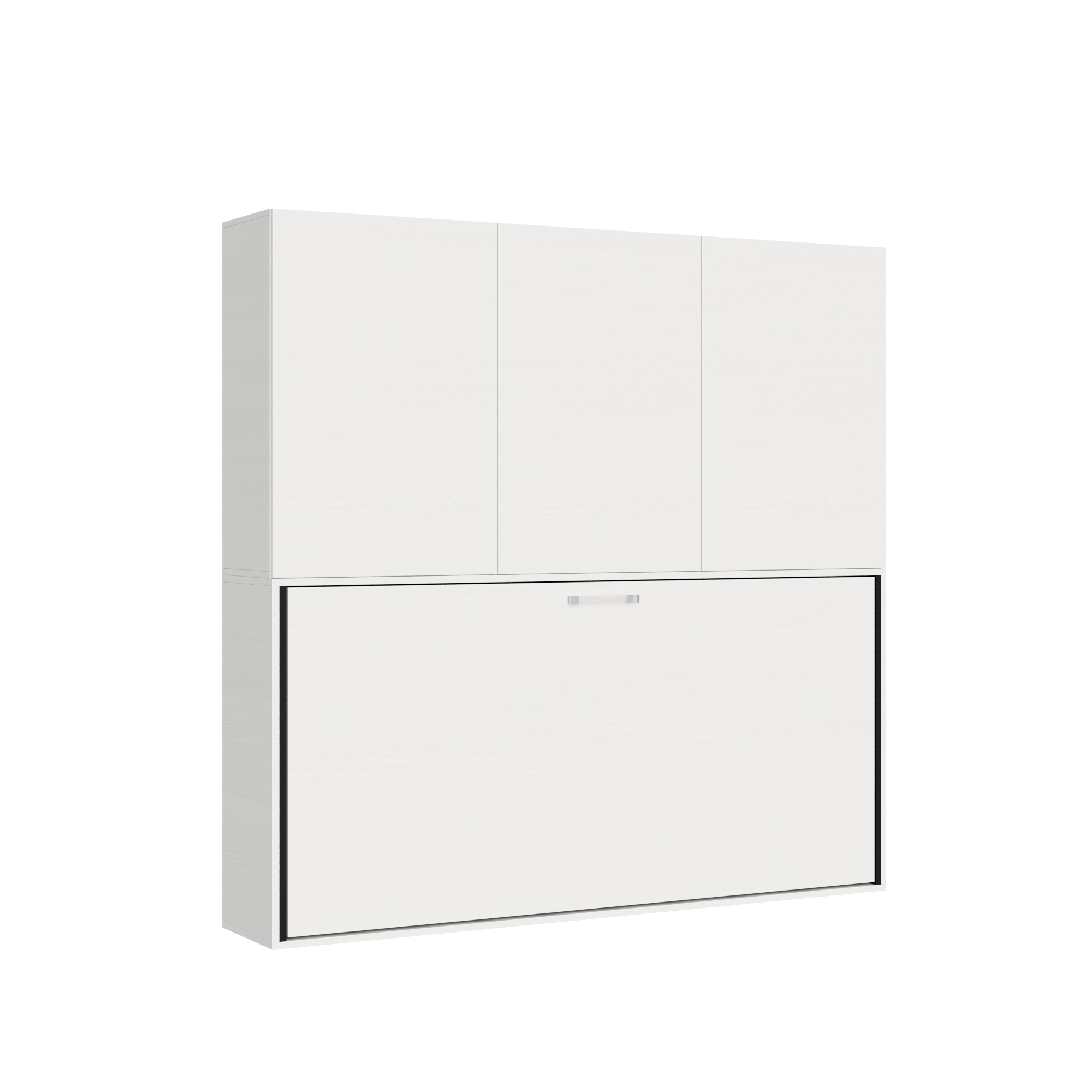 Letto singolo a scomparsa Kando comp.D con materasso bianco frassino L.199,9 P.39,2 H.194,4 cm (aperto P.106 cm) 1 Letto singolo a scomparsa Kando comp.D bianco frassino