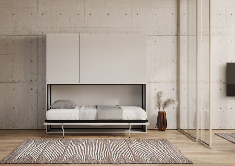 Letto singolo a scomparsa Kando comp.D bianco frassino