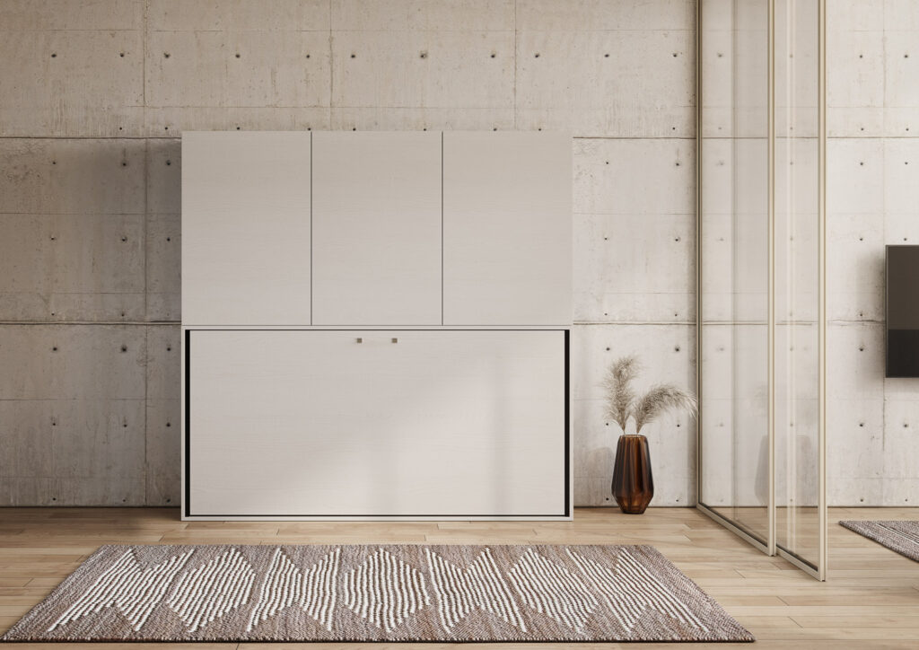 Letto singolo a scomparsa Kando comp.D bianco frassino