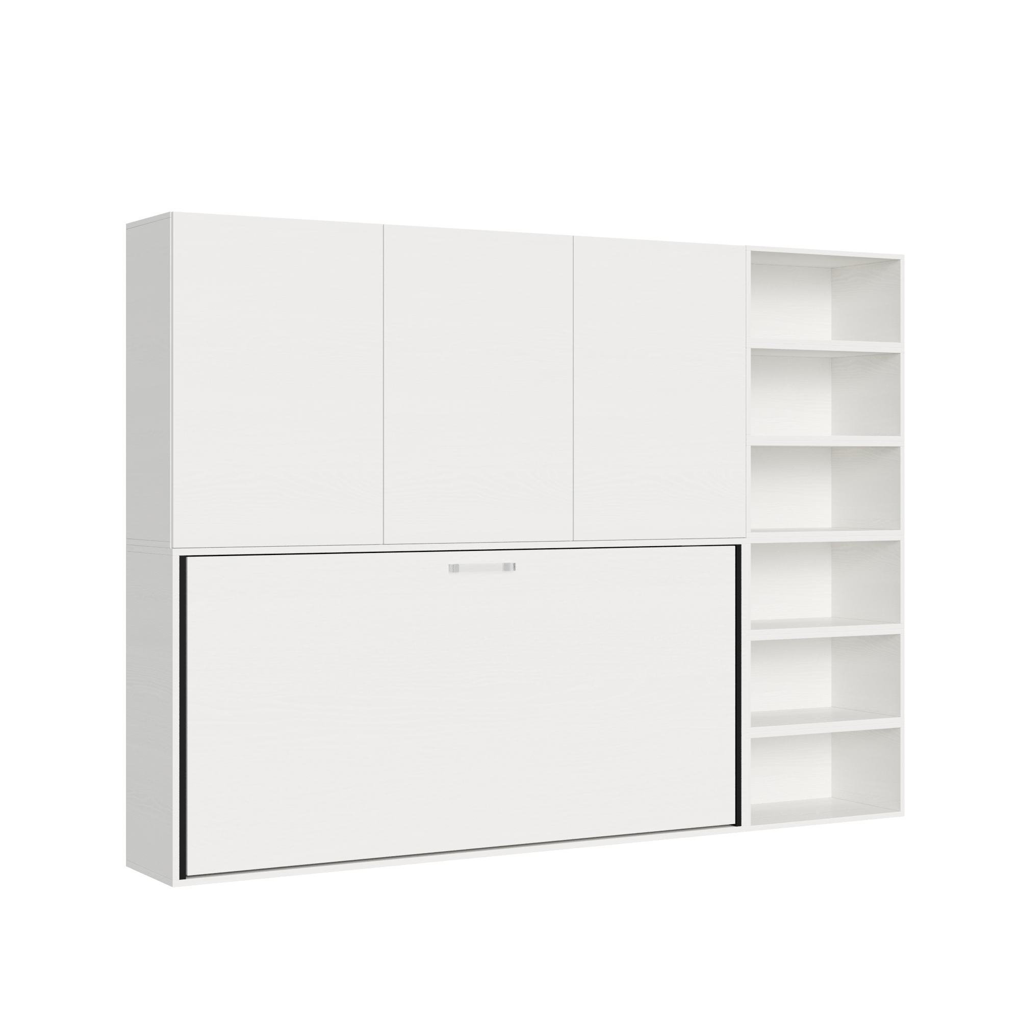 Letto singolo a scomparsa Kando comp.G con materasso bianco frassino L.266,5 P.39,2 H.194,4 cm (aperto P.106 cm) 1 Letto singolo a scomparsa Kando comp.G bianco frassino