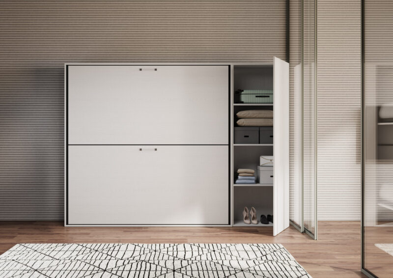 Letto doppio a scomparsa Kando comp.H bianco frassino