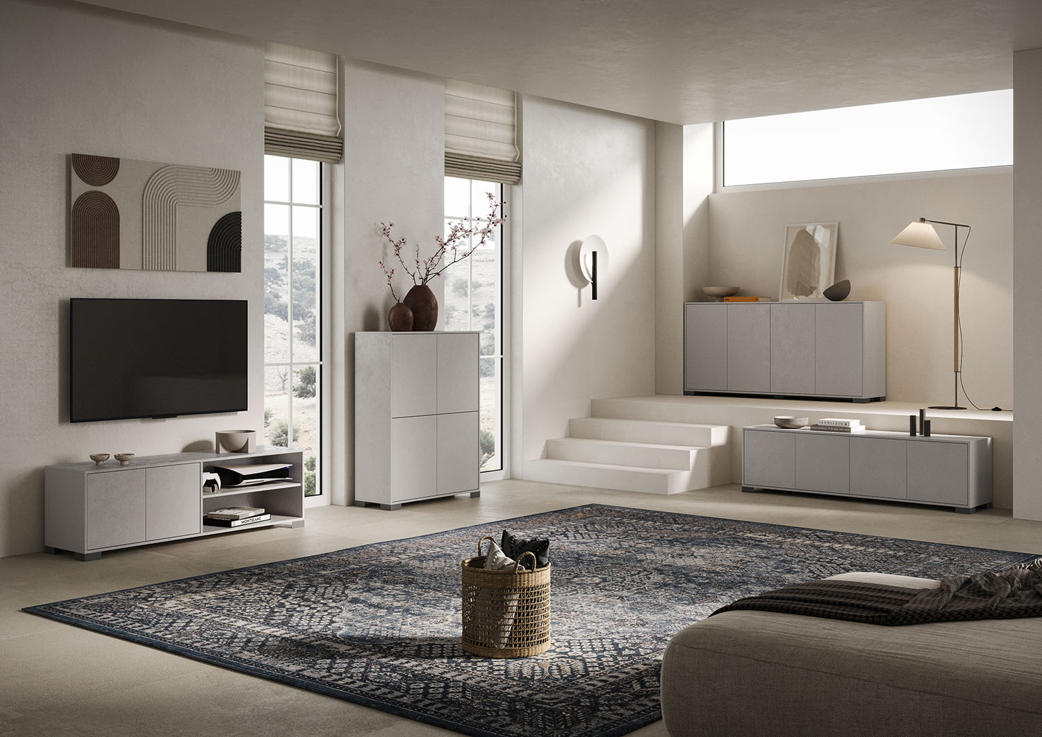 Madia moderna 4 ante 172x40x83 cm Lumina cashmere 3 Madia moderna 3 ante 130x40x83 cm Lumina cashmere
