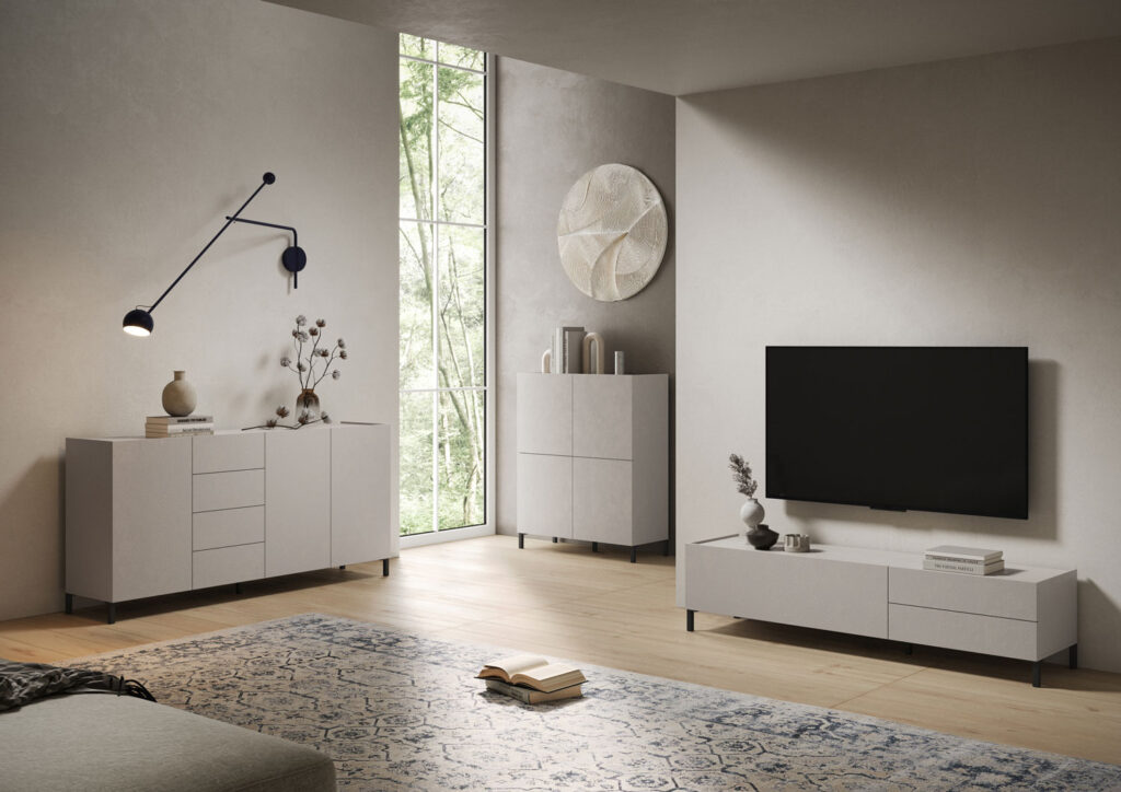 Madia moderna 3 ante 130x40x84 cm Solaria cashmere