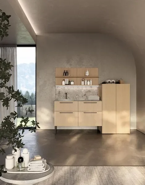 Composizione lavanderia LD001 Compab, finitura di design, mobile lavanderia moderno su misura