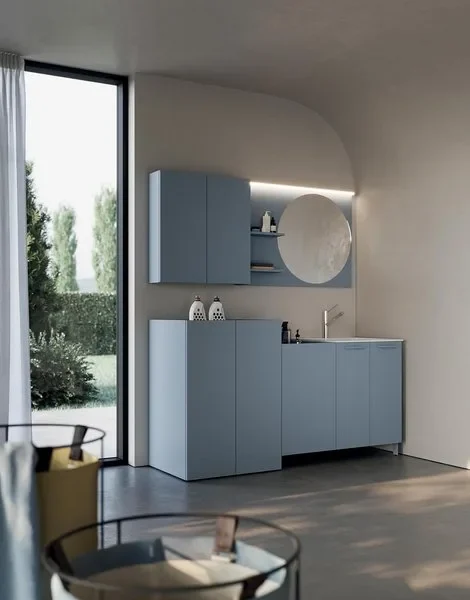 Composizione lavanderia LD002 Compab, finitura di design, mobile lavanderia moderno su misura