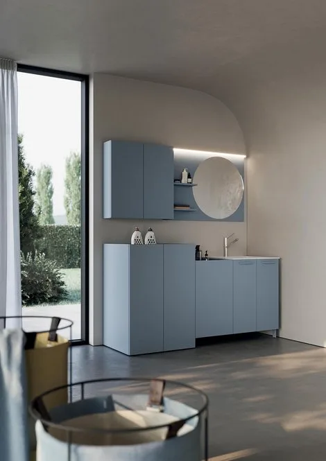 Lavanderia LD002 - Composizione Luxury Compab L 175,5 x P 63/20,8 cm 1 Composizione lavanderia LD002 Compab, finitura di design, mobile lavanderia moderno su misura