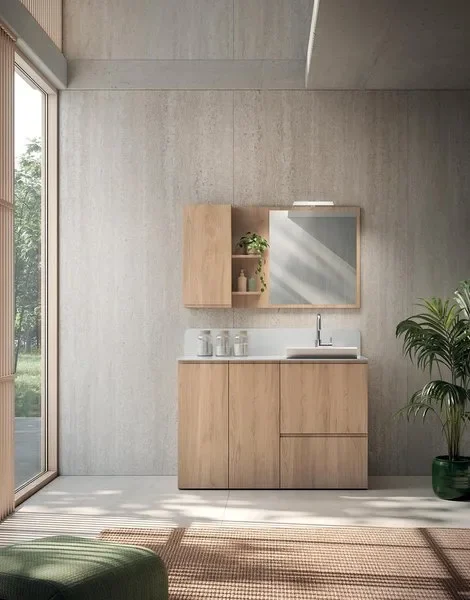 Composizione lavanderia LG001 Compab, finitura di design, mobile lavanderia moderno su misura