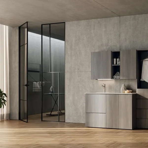 Composizione lavanderia LG003 Compab, finitura di design, mobile lavanderia moderno su misura