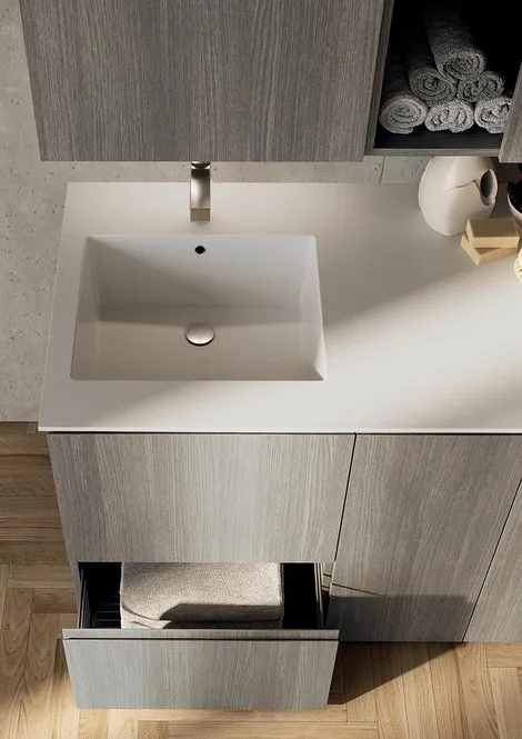 Lavanderia LG003 - Composizione Luxury Compab L 131+60 x P 71/37 cm 3 Composizione lavanderia LG003 Compab - dettaglio lavabo