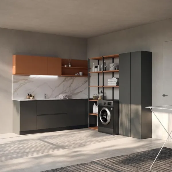 Composizione lavanderia LG007 Compab, finitura di design, mobile lavanderia moderno su misura
