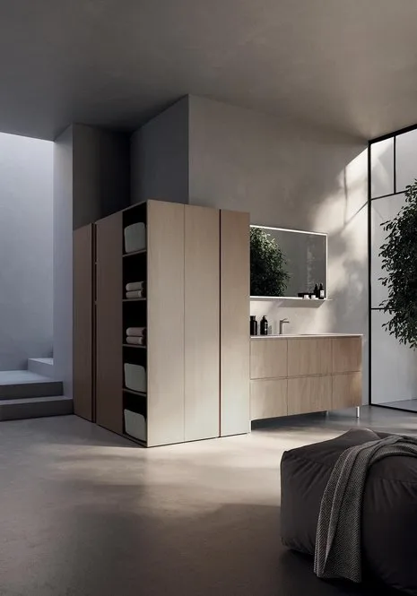 Lavanderia LG008 - Composizione Luxury Compab L 180+255,5 x P 70/51 cm 1 Composizione lavanderia LG008 Compab, finitura di design, mobile lavanderia moderno su misura