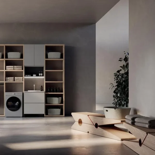Composizione lavanderia LG011 Compab, finitura di design, mobile lavanderia moderno su misura