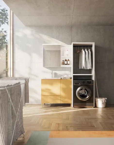 Composizione lavanderia LG014 Compab, finitura di design, mobile lavanderia moderno su misura