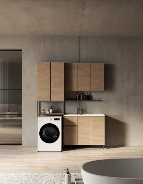 Composizione lavanderia LG016 Compab, finitura di design, mobile lavanderia moderno su misura