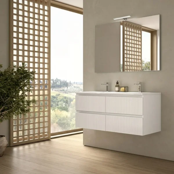 Mobile bagno cannettato bianco doppio lavabo Arcom Minimal COMP 24