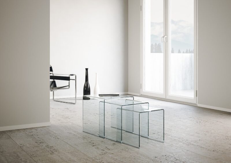 Trittico Nest tavolini trasparenti 34x34x34-38x38x38-42x42x42 cm